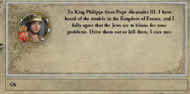 Pope wanted phillipe to get rid of the jews, January 1069.PNG